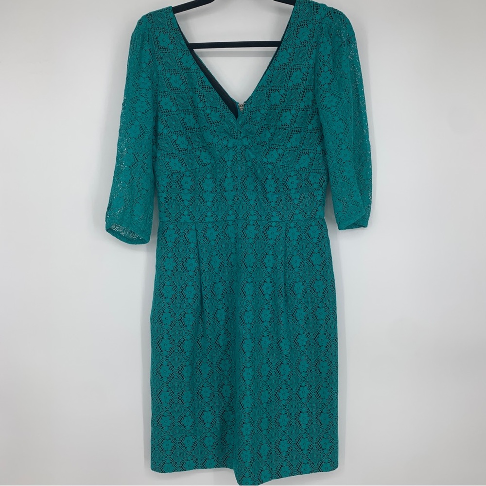 Marc by Marc Jacobs womens 6 dress fit and flare‎ green lace overlay exposed Zip